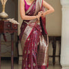 Sempiternal Maroon Soft Silk Saree With Evanescent Blouse Piece