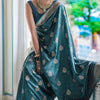 Chatoyant Rama Soft Silk Saree With Gossamer Blouse Piece
