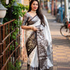 Flattering Off White Soft Silk Saree With Attractive Blouse Piece