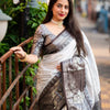Flattering Off White Soft Silk Saree With Attractive Blouse Piece