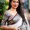 Flattering Off White Soft Silk Saree With Attractive Blouse Piece