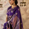 Phenomenal Purple Soft Silk Saree With Engrossing Blouse Piece