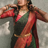 Conflate Dark Green Soft Silk Saree With Majesty Blouse Piece