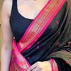 Twirling Black Soft Silk Saree With Chatoyant Blouse Piece