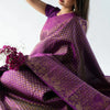 Pleasurable Purple Soft Silk Saree With Lassitude Blouse Piece