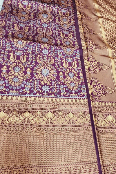 Classy Wine Soft Silk Saree With Marvellous Blouse Piece