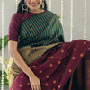 Flattering Wine Soft Silk Saree With Panoply Blouse Piece