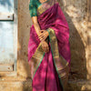 Classy Dark Pink Soft Silk Saree With Smart Blouse Piece