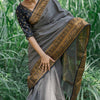 Exceptional Grey Soft Silk Saree With Adoring Blouse Piece