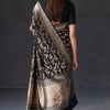 Glowing Black Soft Silk Saree With Delightful Blouse Piece