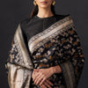 Glowing Black Soft Silk Saree With Delightful Blouse Piece