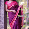 Sensational Purple Cotton Silk Saree With Innovative Blouse Piece