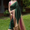 Capricious Dark Green Soft Silk Saree With Lovely Blouse Piece