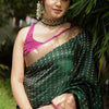 Capricious Dark Green Soft Silk Saree With Lovely Blouse Piece