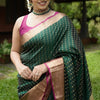 Capricious Dark Green Soft Silk Saree With Lovely Blouse Piece