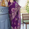 Gossamer Purple Soft Silk Saree With Gossamer Blouse Piece