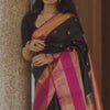 Evocative Black Soft Silk Saree With Brood Blouse Piece