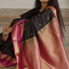 Evocative Black Soft Silk Saree With Brood Blouse Piece