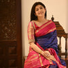 Angelic Navy Blue Soft Silk Saree With Diaphanous Blouse Piece