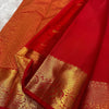 Skinny Red Soft Banarasi Silk Saree With Precious Blouse Piece