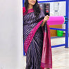 Refreshing Navy Blue Soft Silk Saree With Hypnotic Blouse Piece