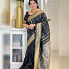 Opulent Black Soft Silk Saree With Flameboyant Blouse Piece