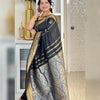 Opulent Black Soft Silk Saree With Flameboyant Blouse Piece