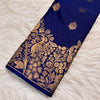 Desiring Navy Blue Soft Banarasi Silk Saree With Invaluable Blouse Piece