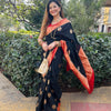 Lovely Black Soft Banarasi Silk Saree With Flattering Blouse Piece