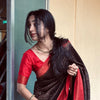 Gossamer Black Soft Silk Saree With Demure Blouse Piece