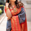 Fairytale Blue Soft Silk Saree With Nemesis Blouse Piece