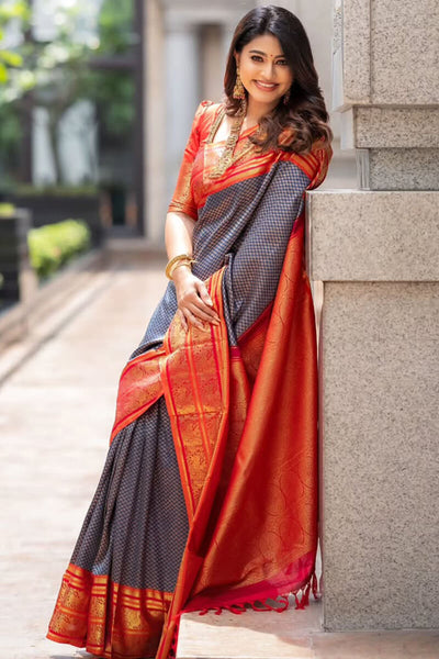 Fairytale Blue Soft Silk Saree With Nemesis Blouse Piece