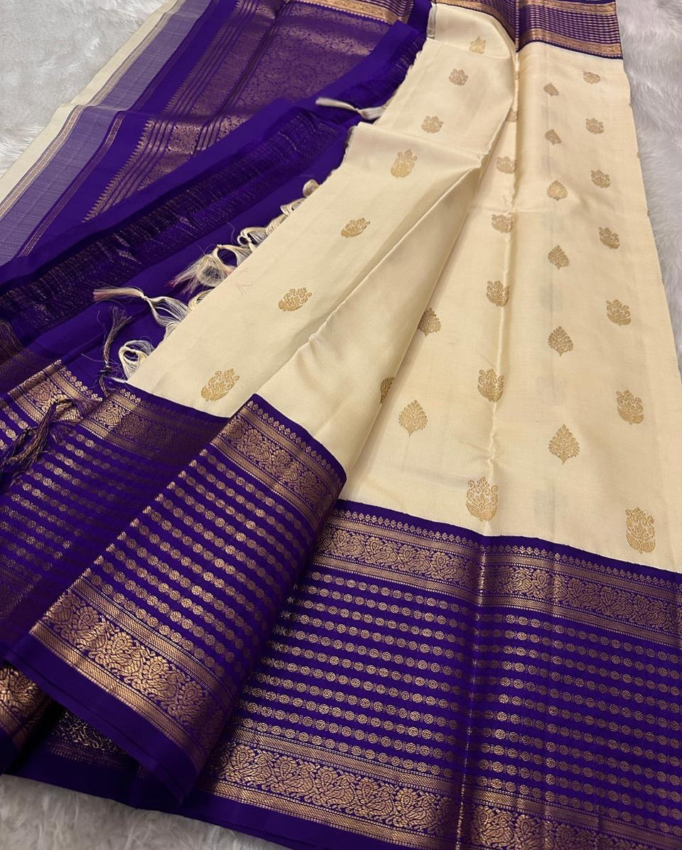 Imbrication Beige Soft Silk Saree With Surpassing Blouse Piece
