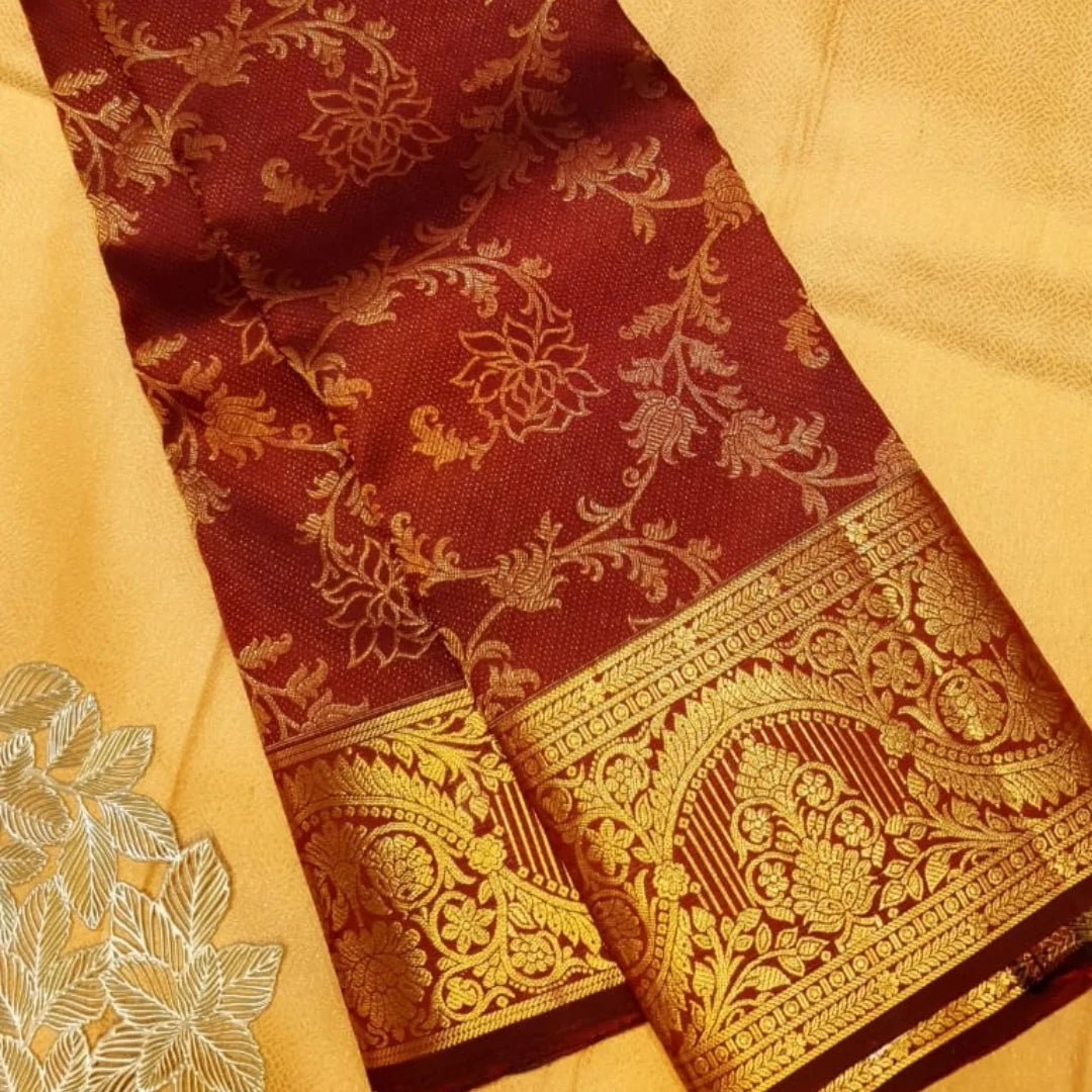 Glowing Wine Soft Banarasi Silk Saree With Quixotic Blouse Piece