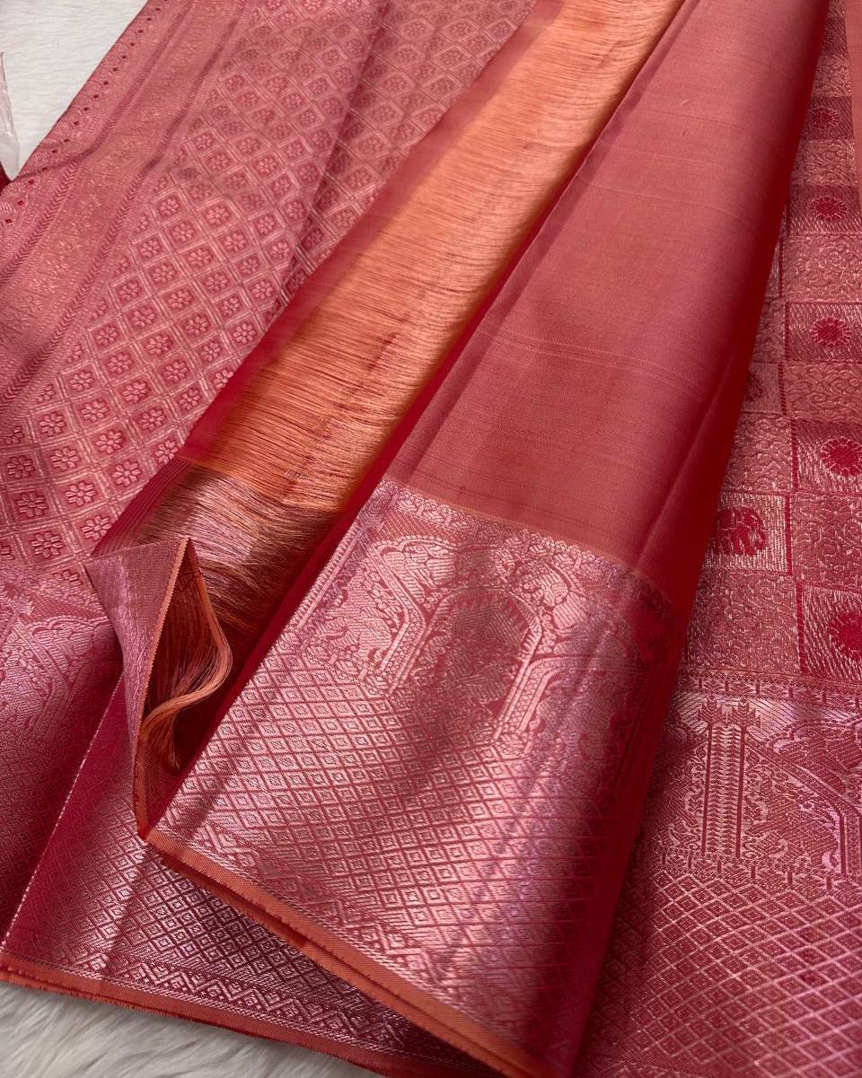 Epiphany Pink Soft Silk Saree With Phenomenal Blouse Piece