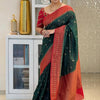 Enamoring Dark Green Soft Silk Saree With Jazzy Blouse Piece