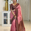 Fantabulous Pink Soft Silk Saree With Attractive Blouse Piece