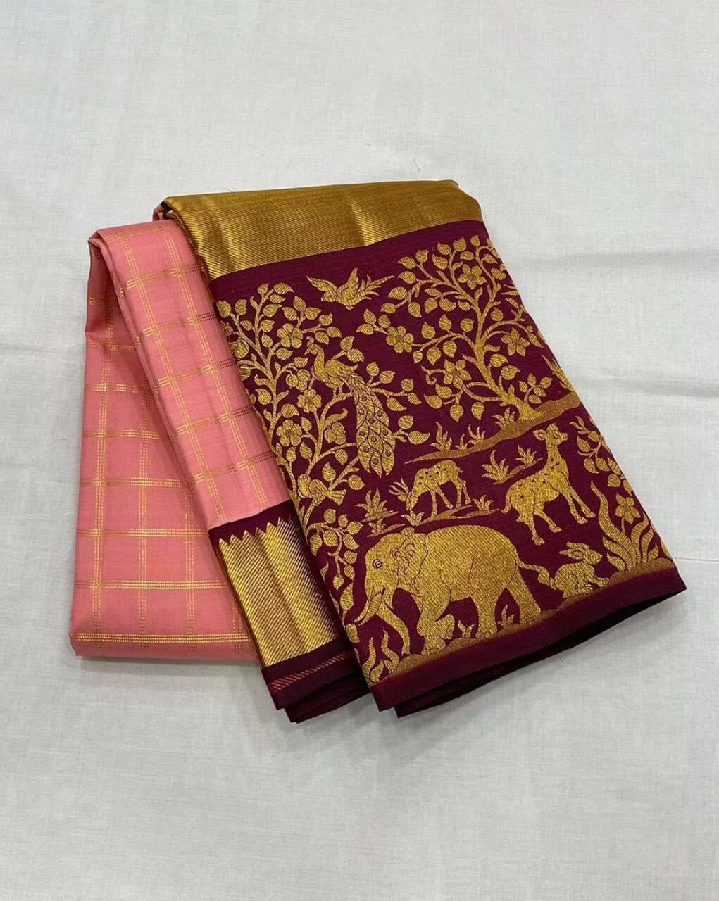 Cynosure Pink Soft Silk Saree With Dazzling Blouse Piece