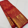 Admirable Red Soft Banarasi Silk Saree With Majestic Blouse Piece