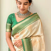 Precious Biege Soft Silk Saree With Stylish Blouse Piece