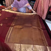 Enthralling Wine Soft Banarasi Silk Saree With Petrichor Blouse Piece