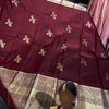Enthralling Wine Soft Banarasi Silk Saree With Petrichor Blouse Piece
