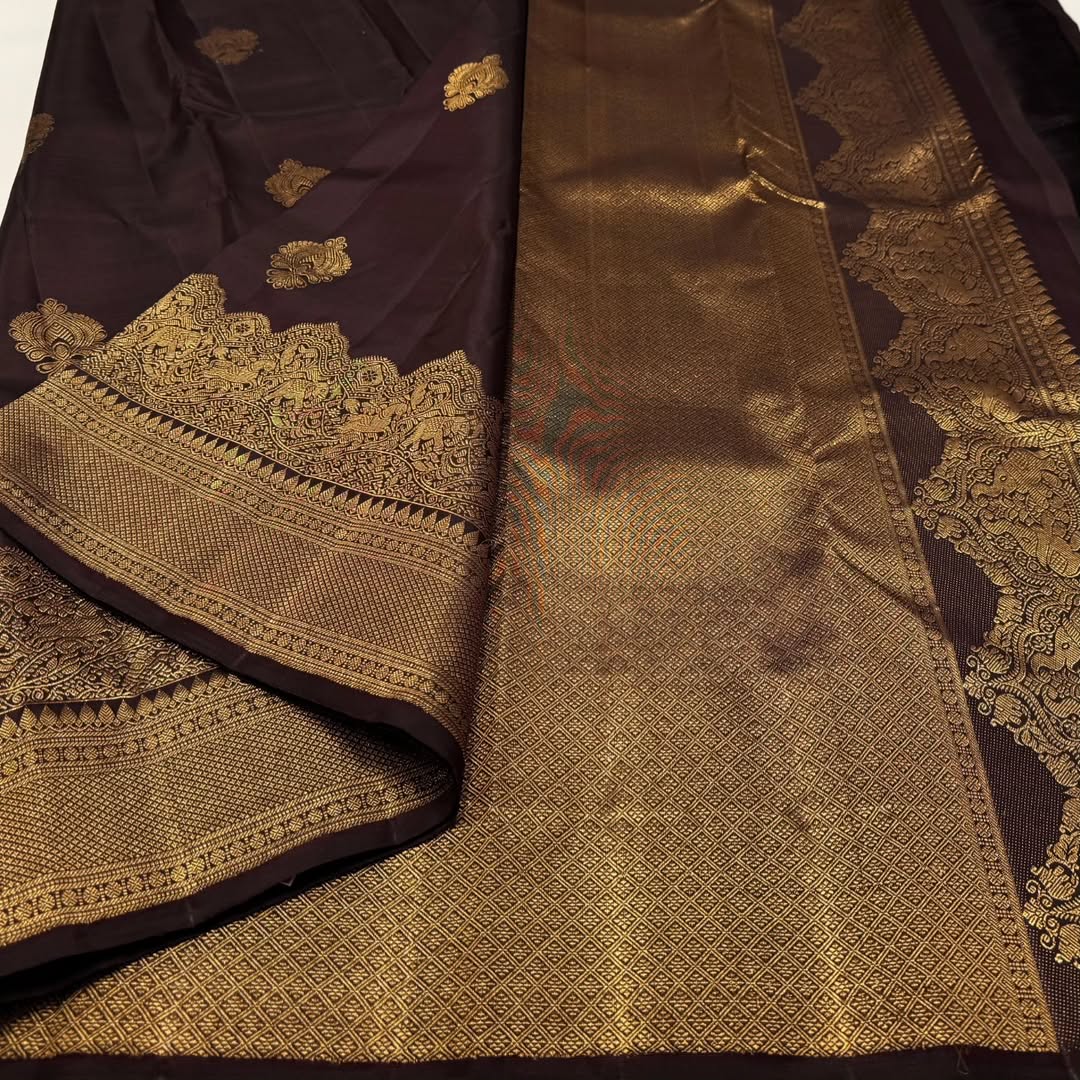 Ravishing Brown Soft Banarasi Silk Saree With Delightful Blouse Piece