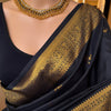 Posh Black Soft Banarasi Silk Saree With Allure Blouse Piece