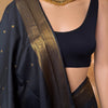 Posh Black Soft Banarasi Silk Saree With Allure Blouse Piece