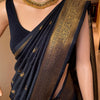 Posh Black Soft Banarasi Silk Saree With Allure Blouse Piece