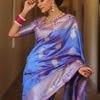 Groovy Blue Soft Banarasi Silk Saree With Artistic Blouse Piece