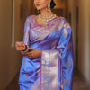 Groovy Blue Soft Banarasi Silk Saree With Artistic Blouse Piece