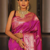 Imbrication Dark Pink Soft Banarasi Silk Saree With Stylish Blouse Piece