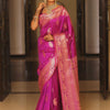Imbrication Dark Pink Soft Banarasi Silk Saree With Stylish Blouse Piece